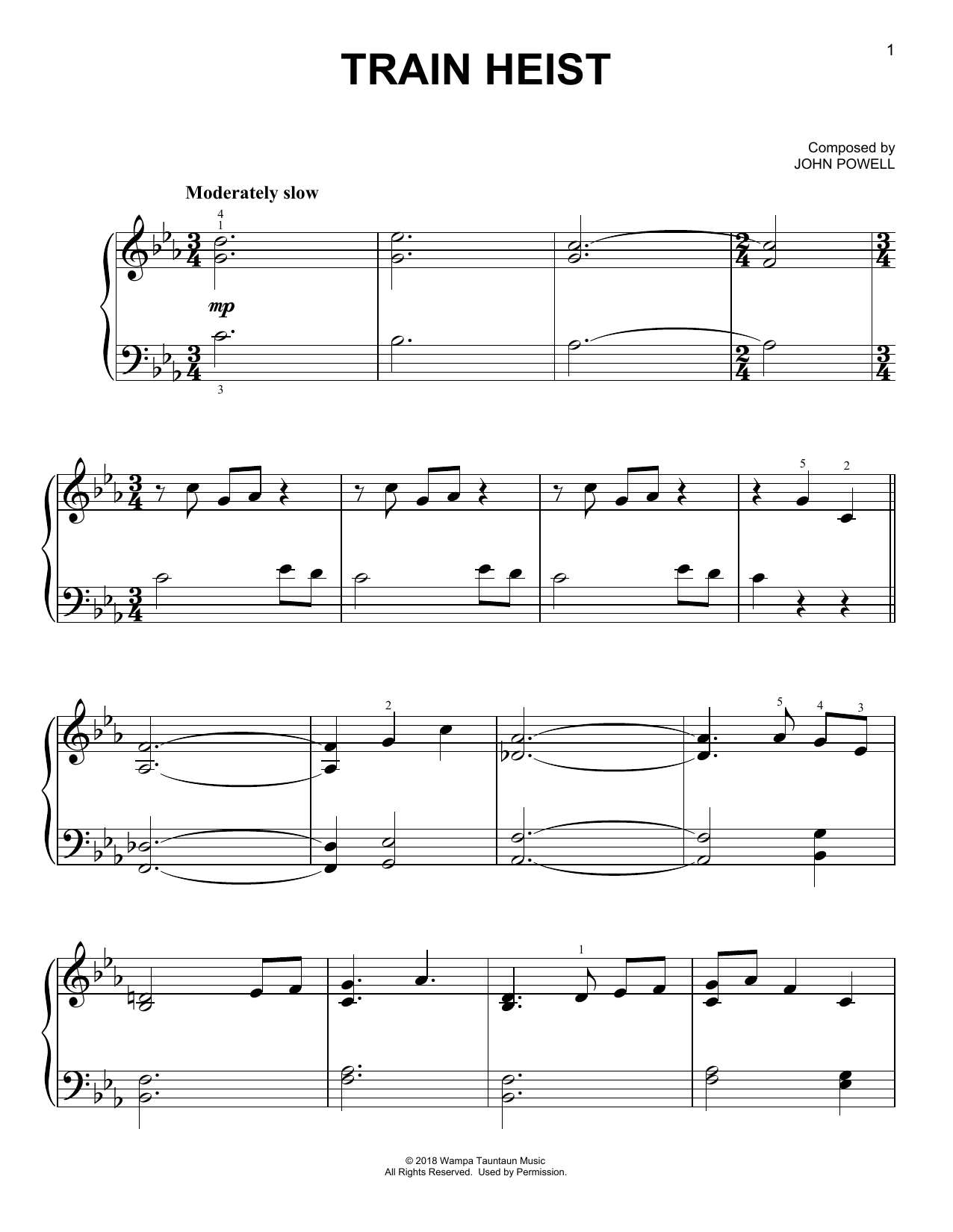 John Powell Train Heist (from Solo: A Star Wars Story) Sheet Music Notes & Chords for Piano - Download or Print PDF