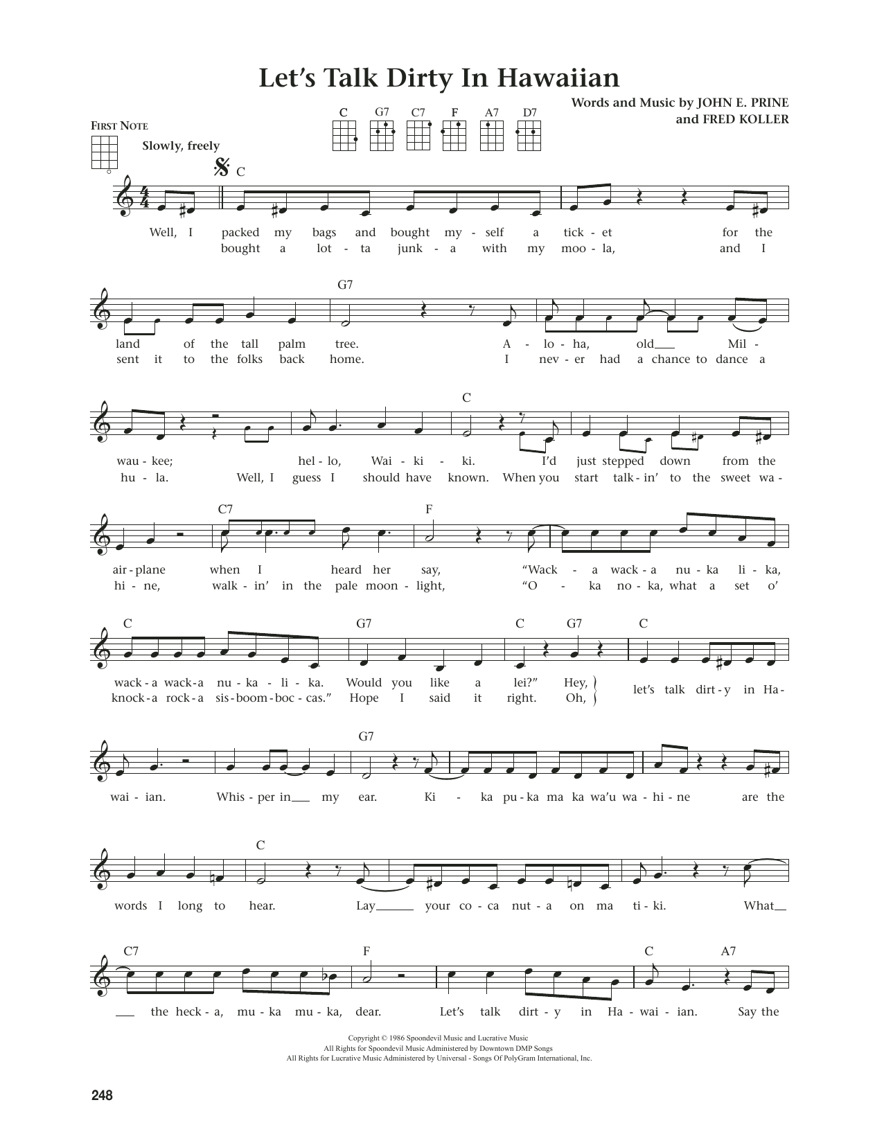 John Prine Let's Talk Dirty In Hawaiian (from The Daily Ukulele) (arr. Jim Beloff) Sheet Music Notes & Chords for Ukulele - Download or Print PDF