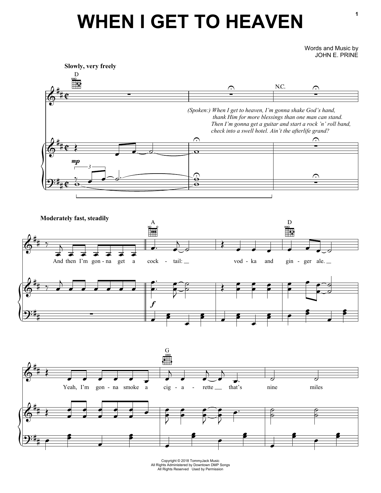 John Prine When I Get To Heaven Sheet Music Notes & Chords for Piano, Vocal & Guitar (Right-Hand Melody) - Download or Print PDF