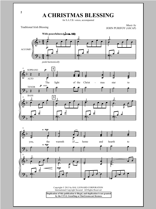 John Purifoy A Christmas Blessing Sheet Music Notes & Chords for SATB - Download or Print PDF