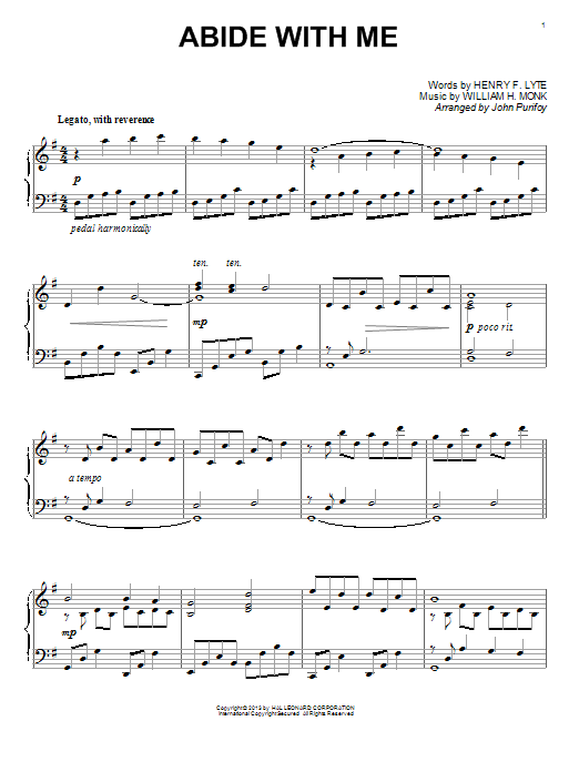 John Purifoy Abide With Me Sheet Music Notes & Chords for Piano - Download or Print PDF