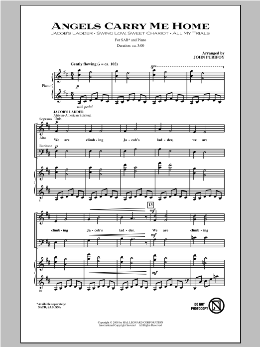 John Purifoy Angels Carry Me Home (Medley) Sheet Music Notes & Chords for SAB - Download or Print PDF