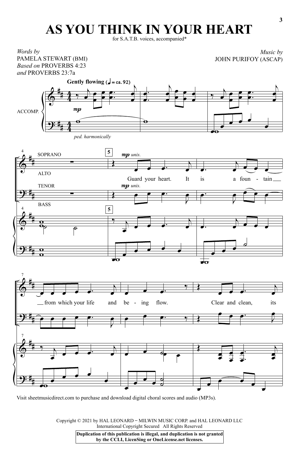 John Purifoy As You Think In Your Heart Sheet Music Notes & Chords for SATB Choir - Download or Print PDF
