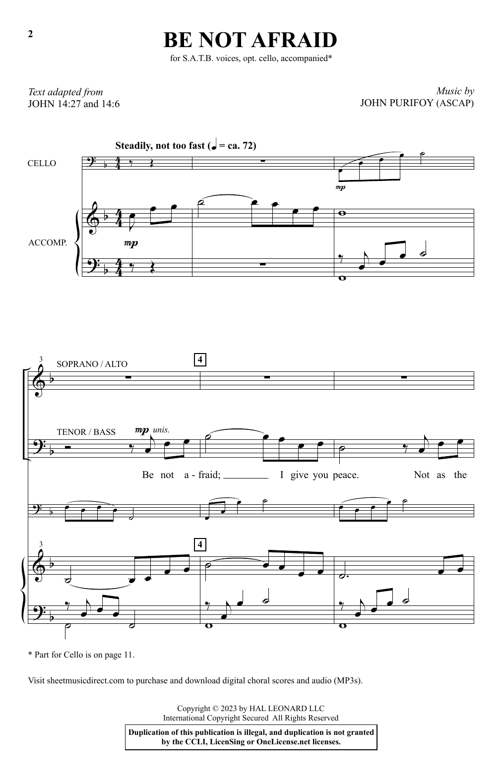 John Purifoy Be Not Afraid Sheet Music Notes & Chords for SATB Choir - Download or Print PDF