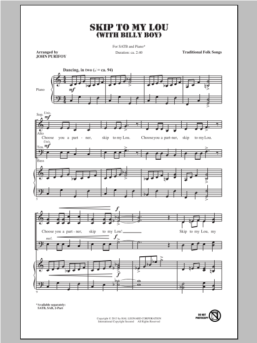 John Purifoy Billy Boy Sheet Music Notes & Chords for 2-Part Choir - Download or Print PDF