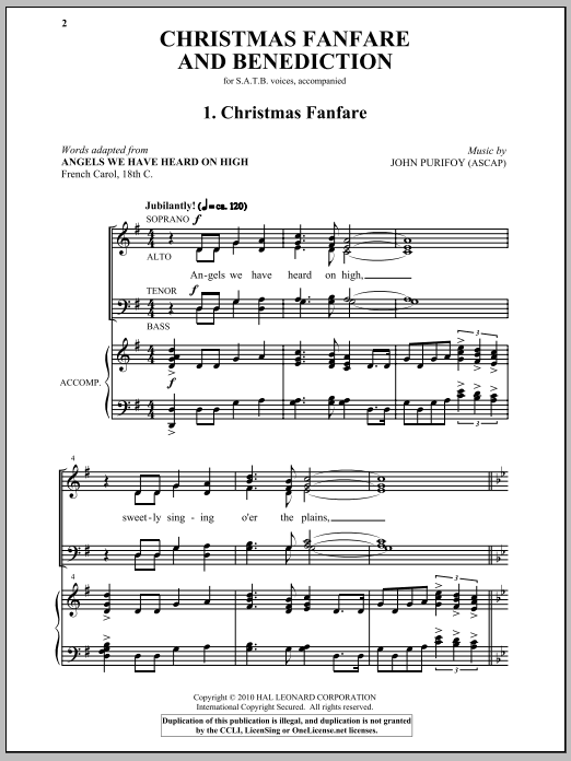 John Purifoy Christmas Fanfare And Benediction Sheet Music Notes & Chords for SATB - Download or Print PDF