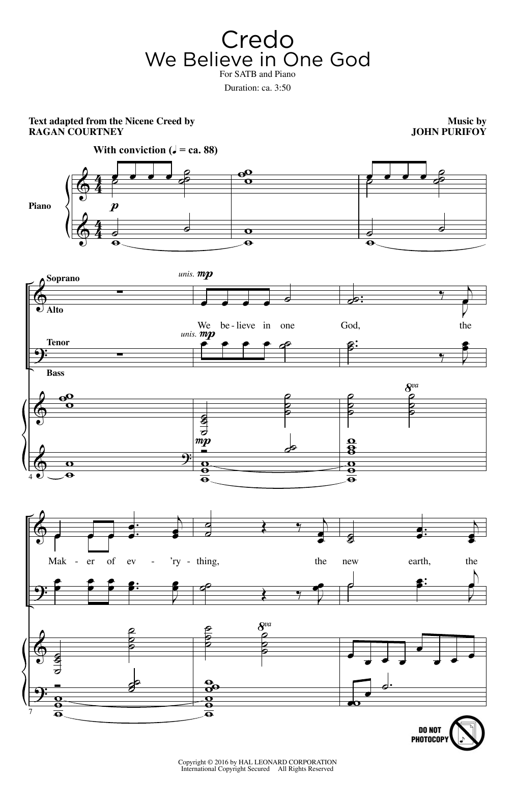 John Purifoy Credo (We Believe In One God) Sheet Music Notes & Chords for SATB - Download or Print PDF