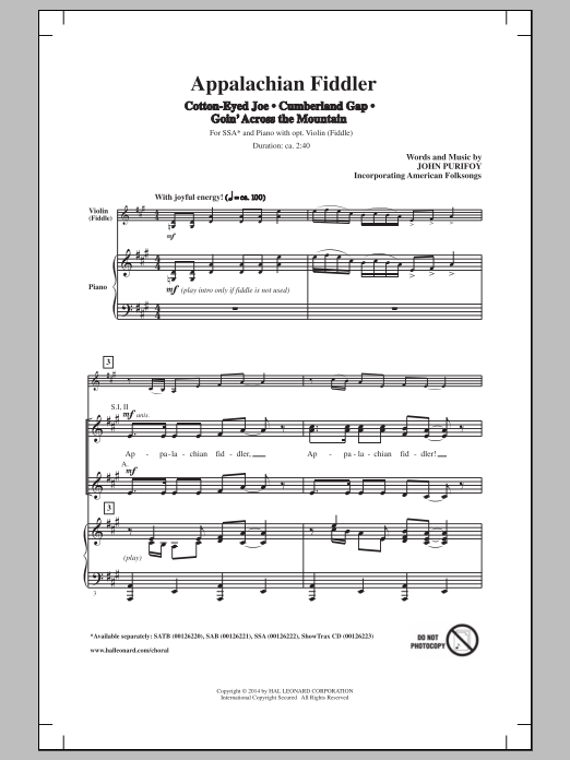 John Purifoy Cumberland Gap Sheet Music Notes & Chords for SSA - Download or Print PDF
