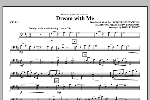 John Purifoy Dream With Me - Cello Sheet Music Notes & Chords for Choir Instrumental Pak - Download or Print PDF