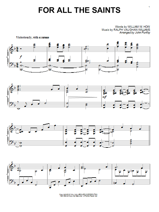 John Purifoy For All The Saints Sheet Music Notes & Chords for Piano - Download or Print PDF