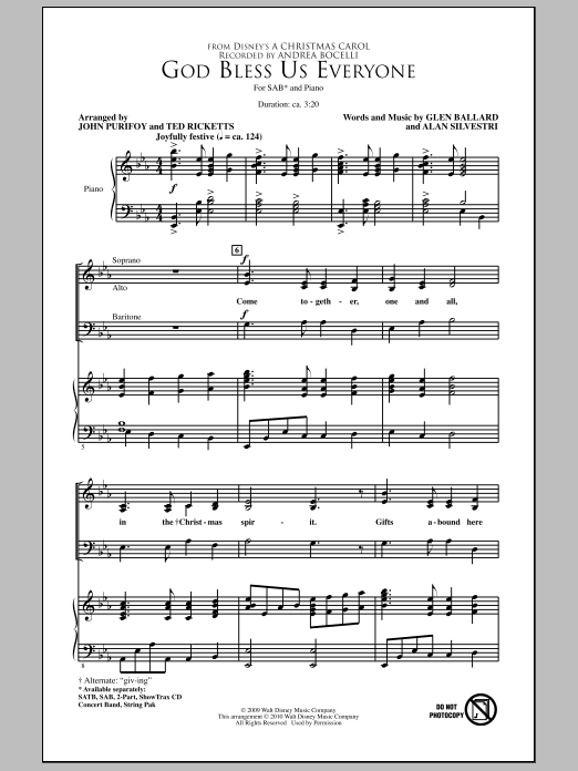 John Purifoy God Bless Us Everyone Sheet Music Notes & Chords for SAB - Download or Print PDF
