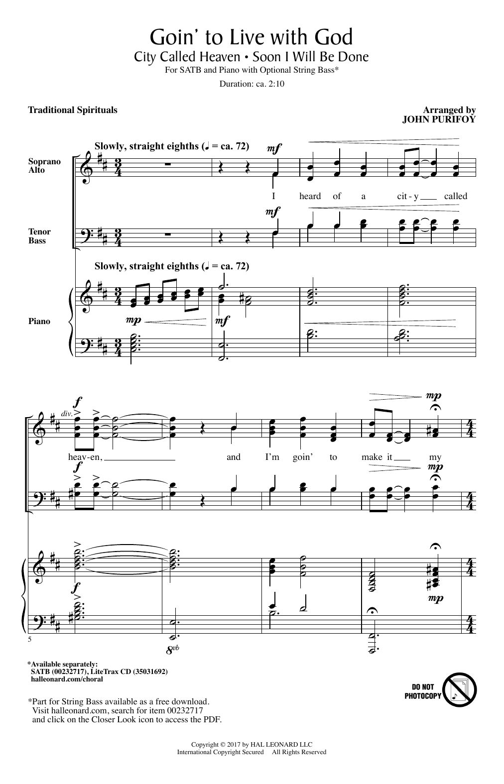 John Purifoy Goin' To Live With God Sheet Music Notes & Chords for SATB - Download or Print PDF
