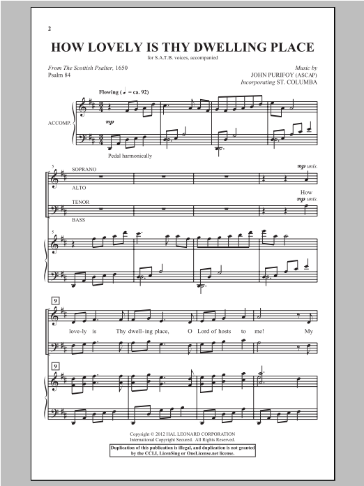 John Purifoy How Lovely Is Thy Dwelling Place Sheet Music Notes & Chords for SATB - Download or Print PDF