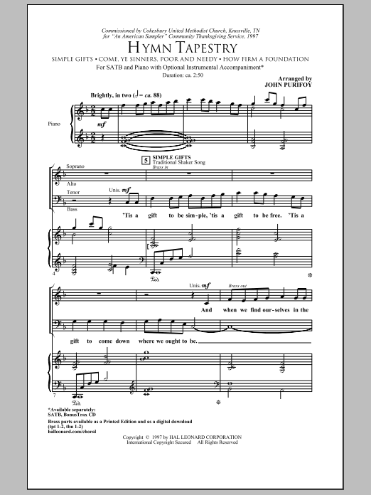 John Purifoy Hymn Tapestry Sheet Music Notes & Chords for SATB - Download or Print PDF