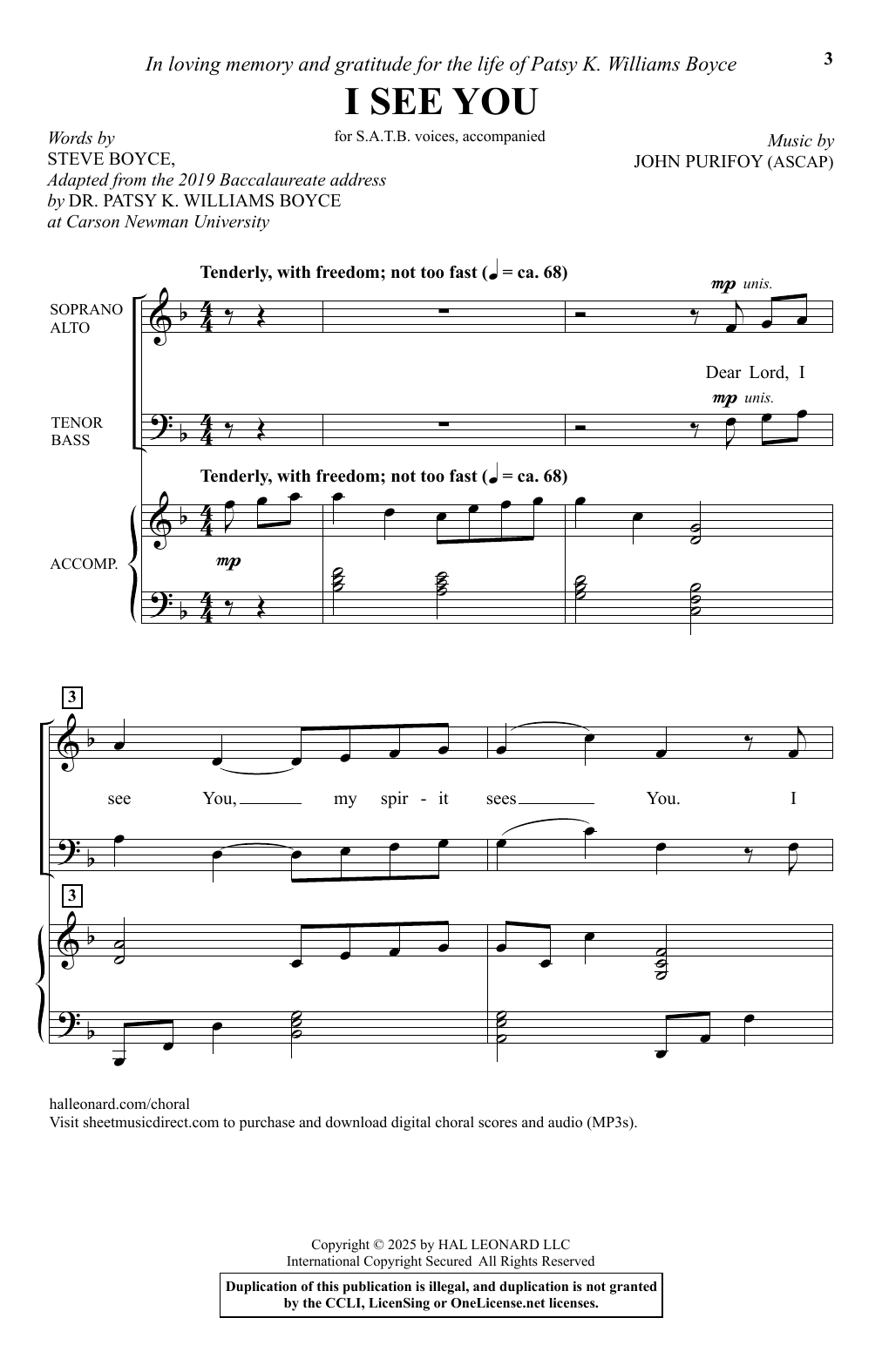 John Purifoy I See You Sheet Music Notes & Chords for SATB Choir - Download or Print PDF