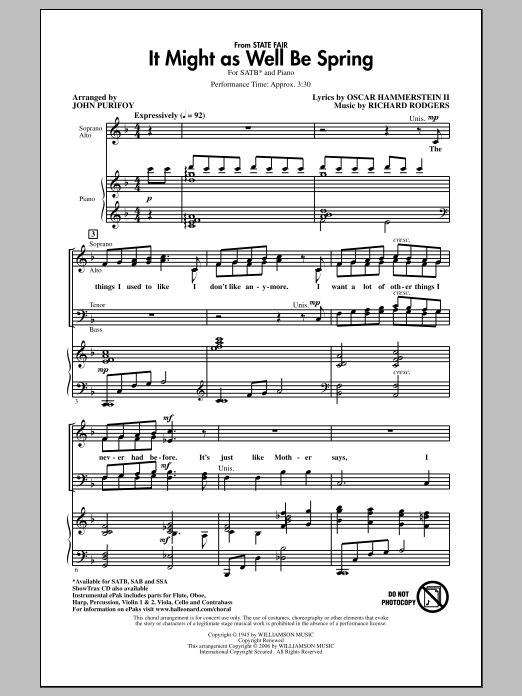 John Purifoy It Might As Well Be Spring Sheet Music Notes & Chords for SAB - Download or Print PDF