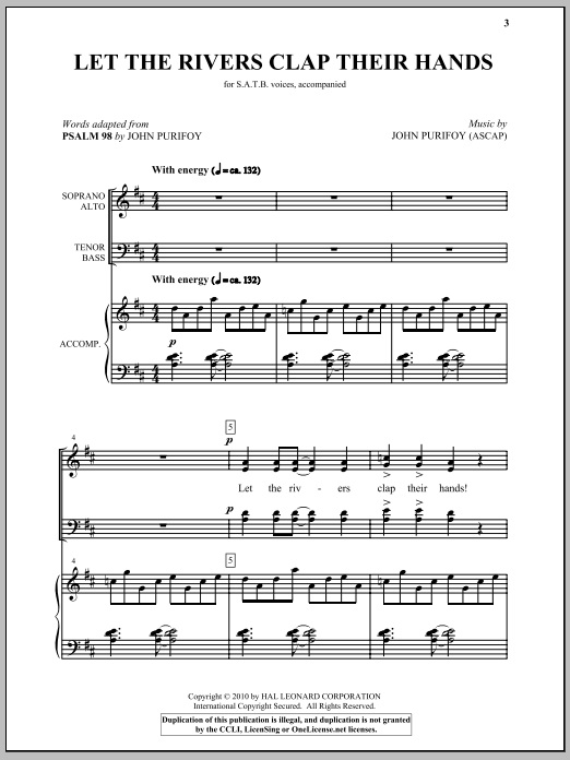 John Purifoy Let The Rivers Clap Their Hands Sheet Music Notes & Chords for SATB - Download or Print PDF