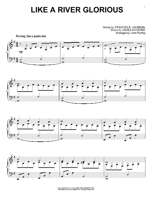 John Purifoy Like A River Glorious Sheet Music Notes & Chords for Piano - Download or Print PDF