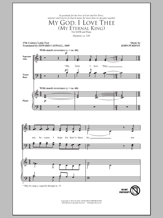 John Purifoy My God, I Love Thee (My Eternal King) Sheet Music Notes & Chords for SATB - Download or Print PDF