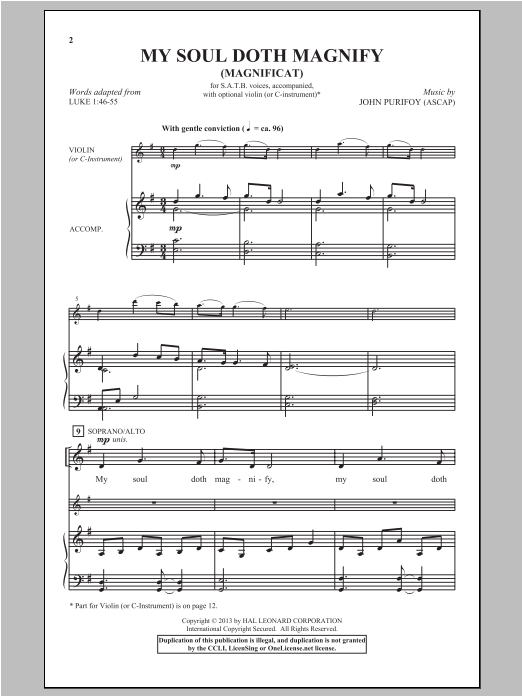 John Purifoy My Soul Doth Magnify (Magnificat) Sheet Music Notes & Chords for SATB - Download or Print PDF