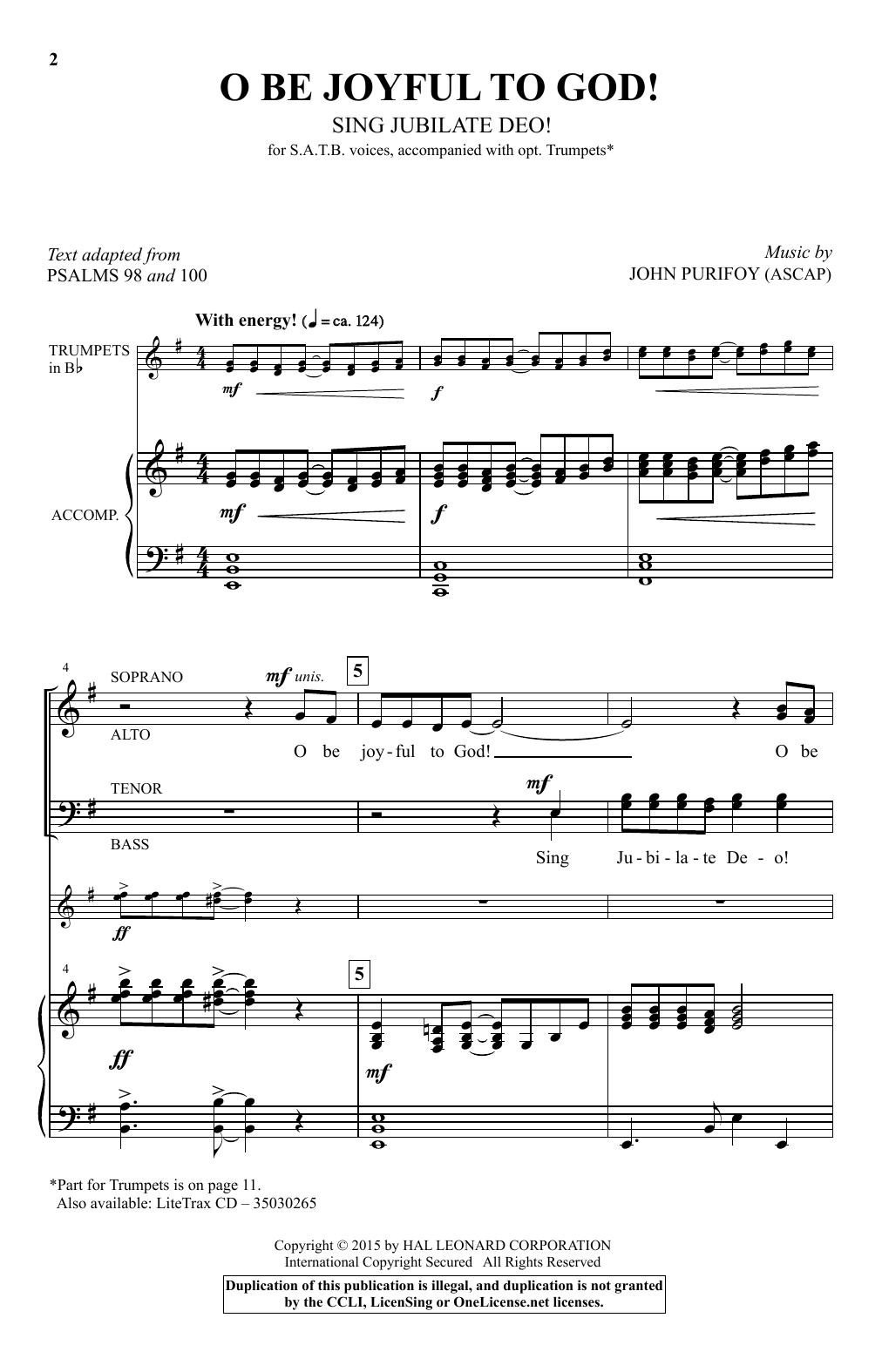 John Purifoy O Be Joyful To God! (Sing Jubilate Deo!) Sheet Music Notes & Chords for Choral - Download or Print PDF