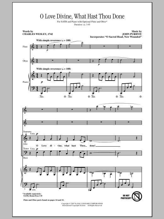 John Purifoy O Love Divine, What Hast Thou Done Sheet Music Notes & Chords for SATB - Download or Print PDF