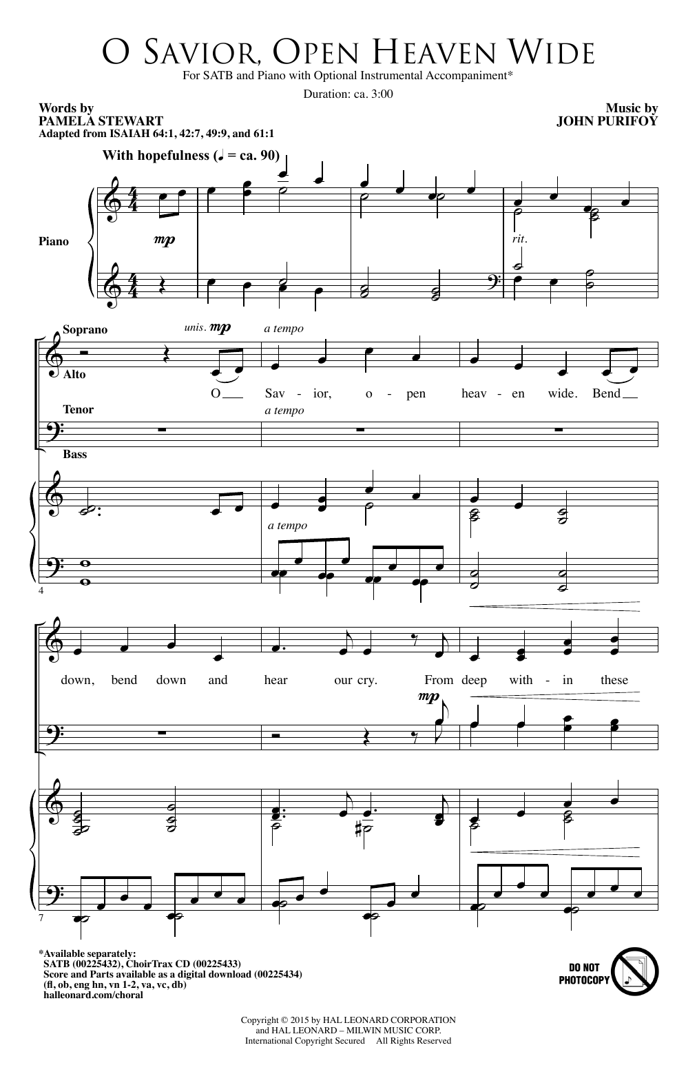 John Purifoy O Savior, Open Heaven Wide Sheet Music Notes & Chords for SATB - Download or Print PDF