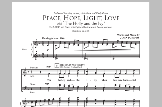 John Purifoy Peace, Hope, Light, Love (with The Holly And The Ivy) Sheet Music Notes & Chords for 2-Part Choir - Download or Print PDF