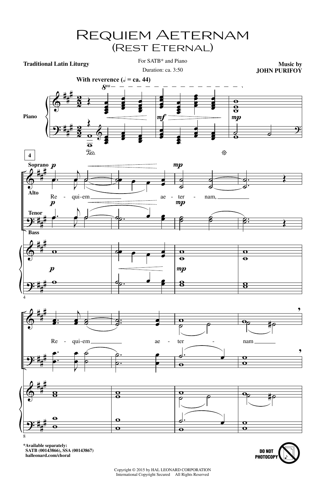 John Purifoy Requiem Aeternam (Rest Eternal) Sheet Music Notes & Chords for SATB - Download or Print PDF