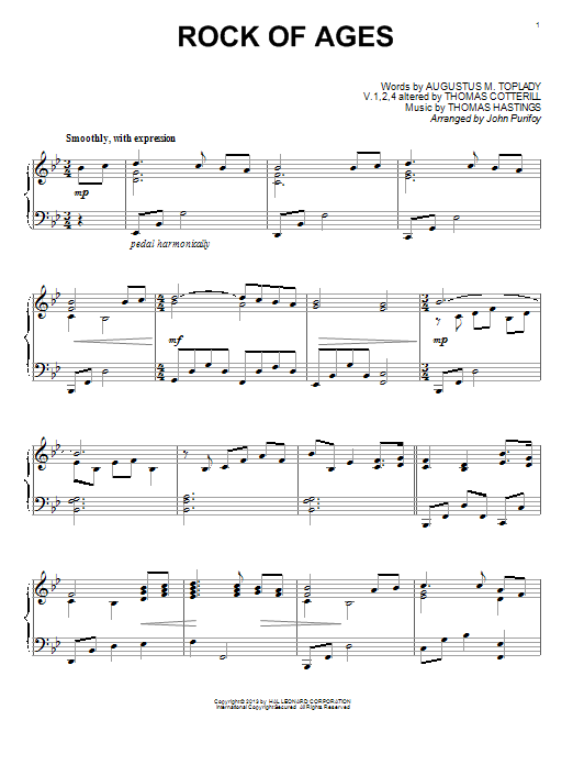 John Purifoy Rock Of Ages Sheet Music Notes & Chords for Piano - Download or Print PDF