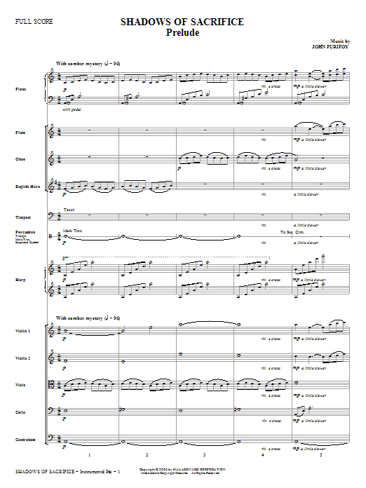 John Purifoy Shadows of Sacrifice - Full Score Sheet Music Notes & Chords for Choir Instrumental Pak - Download or Print PDF