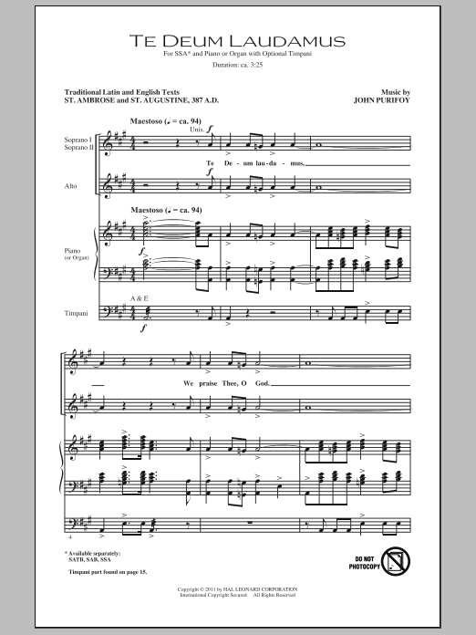 John Purifoy Te Deum Laudamus Sheet Music Notes & Chords for SATB - Download or Print PDF