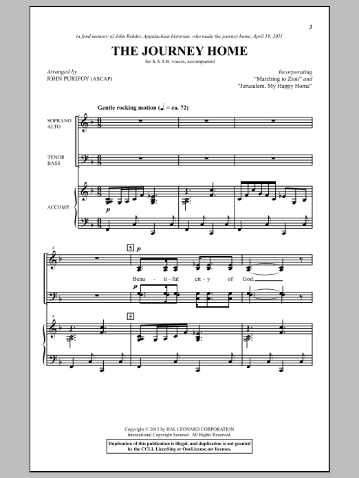 John Purifoy The Journey Home Sheet Music Notes & Chords for SATB - Download or Print PDF