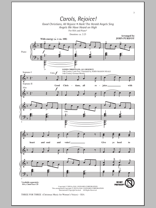 John Purifoy Three For Three - Three Songs For Three Parts - Volume 3 Sheet Music Notes & Chords for SSA - Download or Print PDF