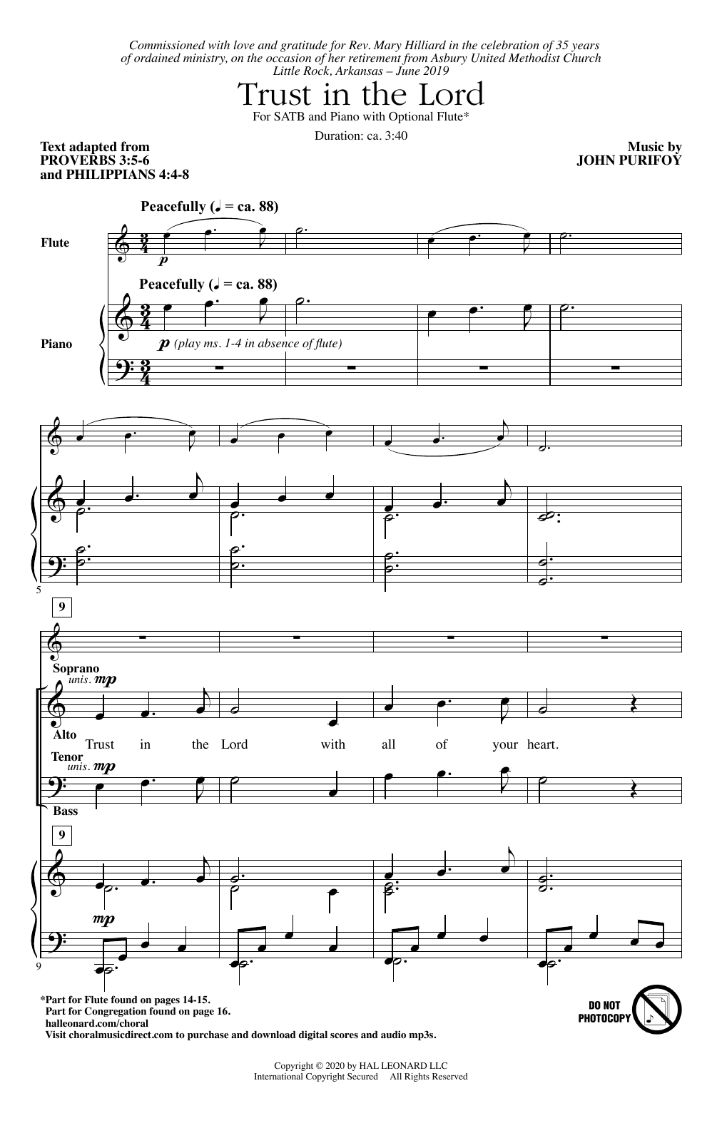 John Purifoy Trust In The Lord Sheet Music Notes & Chords for SATB Choir - Download or Print PDF