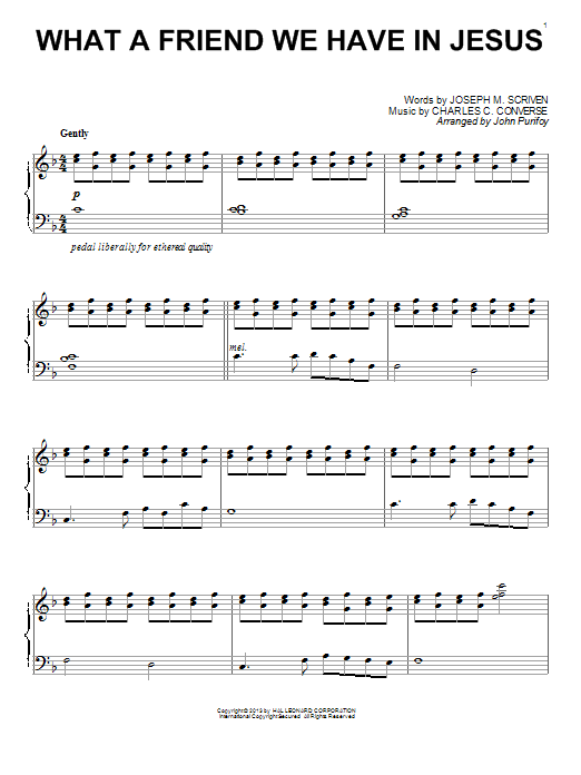 John Purifoy What A Friend We Have In Jesus Sheet Music Notes & Chords for Piano - Download or Print PDF