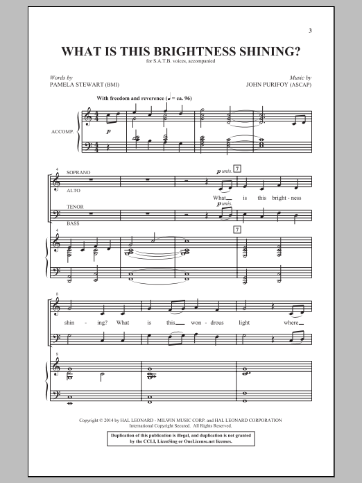 John Purifoy What Is This Brightness Shining? Sheet Music Notes & Chords for SATB - Download or Print PDF