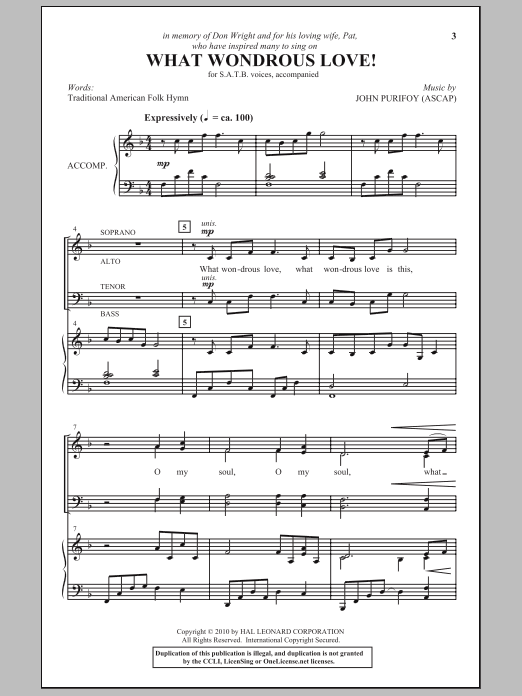 John Purifoy What Wondrous Love! Sheet Music Notes & Chords for SATB - Download or Print PDF