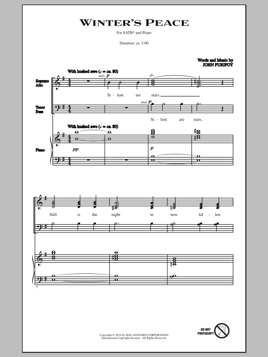 John Purifoy Winter's Peace Sheet Music Notes & Chords for SATB - Download or Print PDF