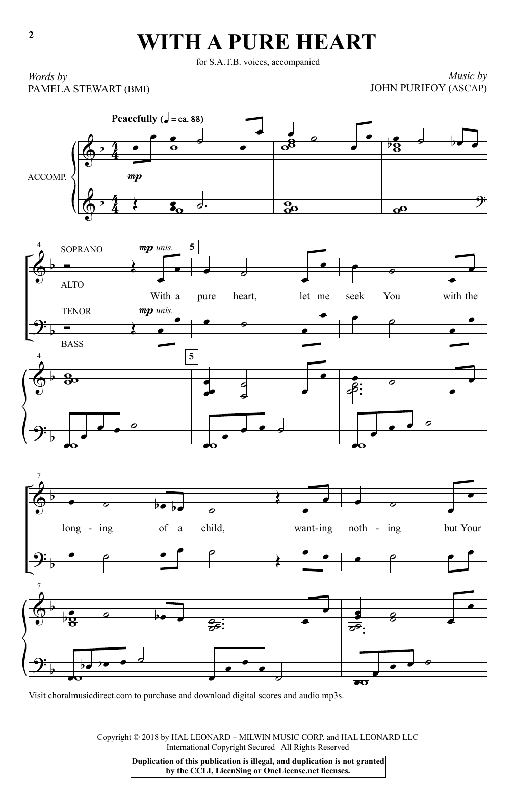 John Purifoy With A Pure Heart Sheet Music Notes & Chords for SATB Choir - Download or Print PDF