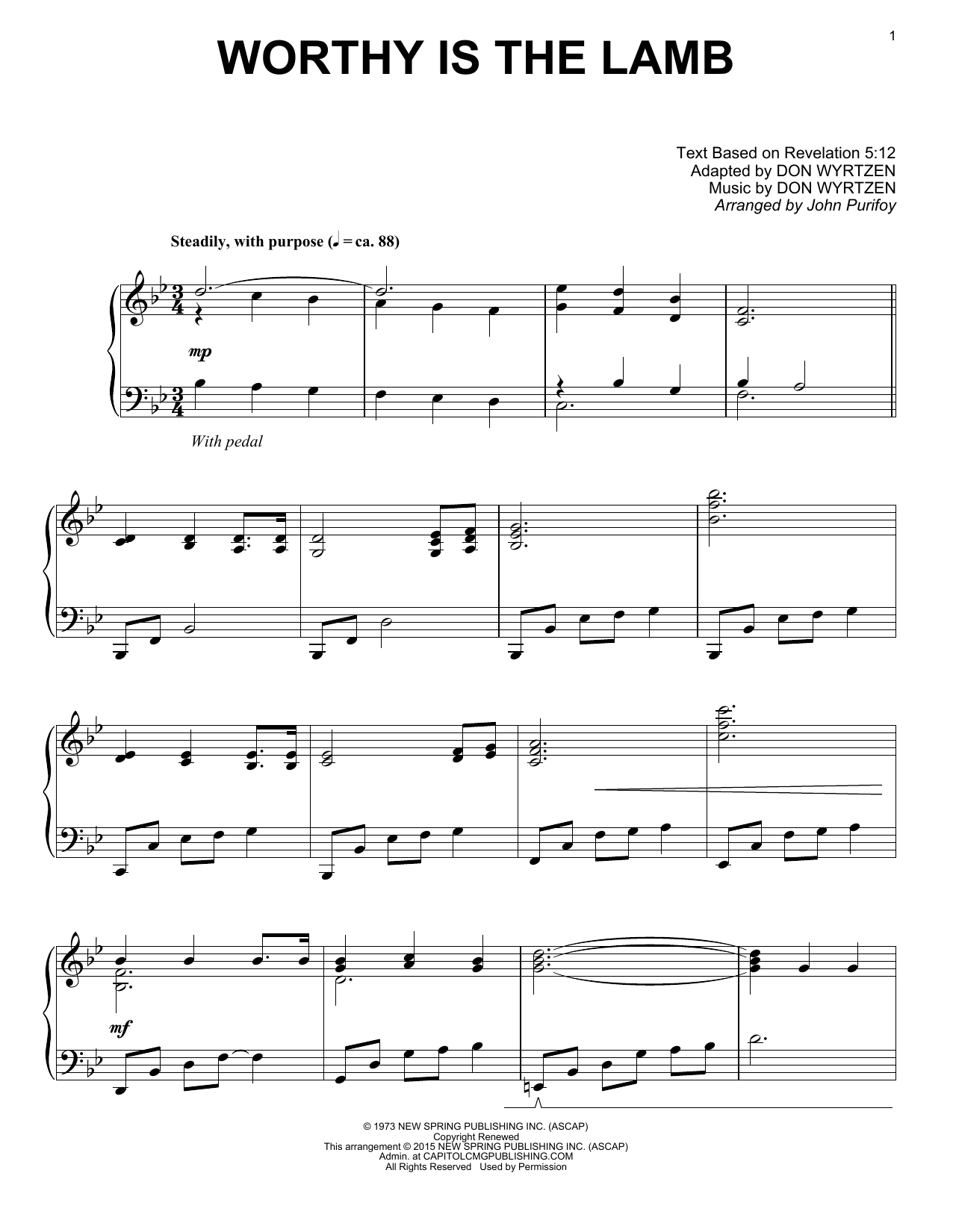 John Purifoy Worthy Is The Lamb Sheet Music Notes & Chords for Piano Solo - Download or Print PDF