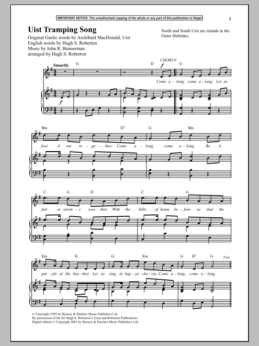 John R. Bannerman Uist Tramping Song Sheet Music Notes & Chords for Piano Solo - Download or Print PDF