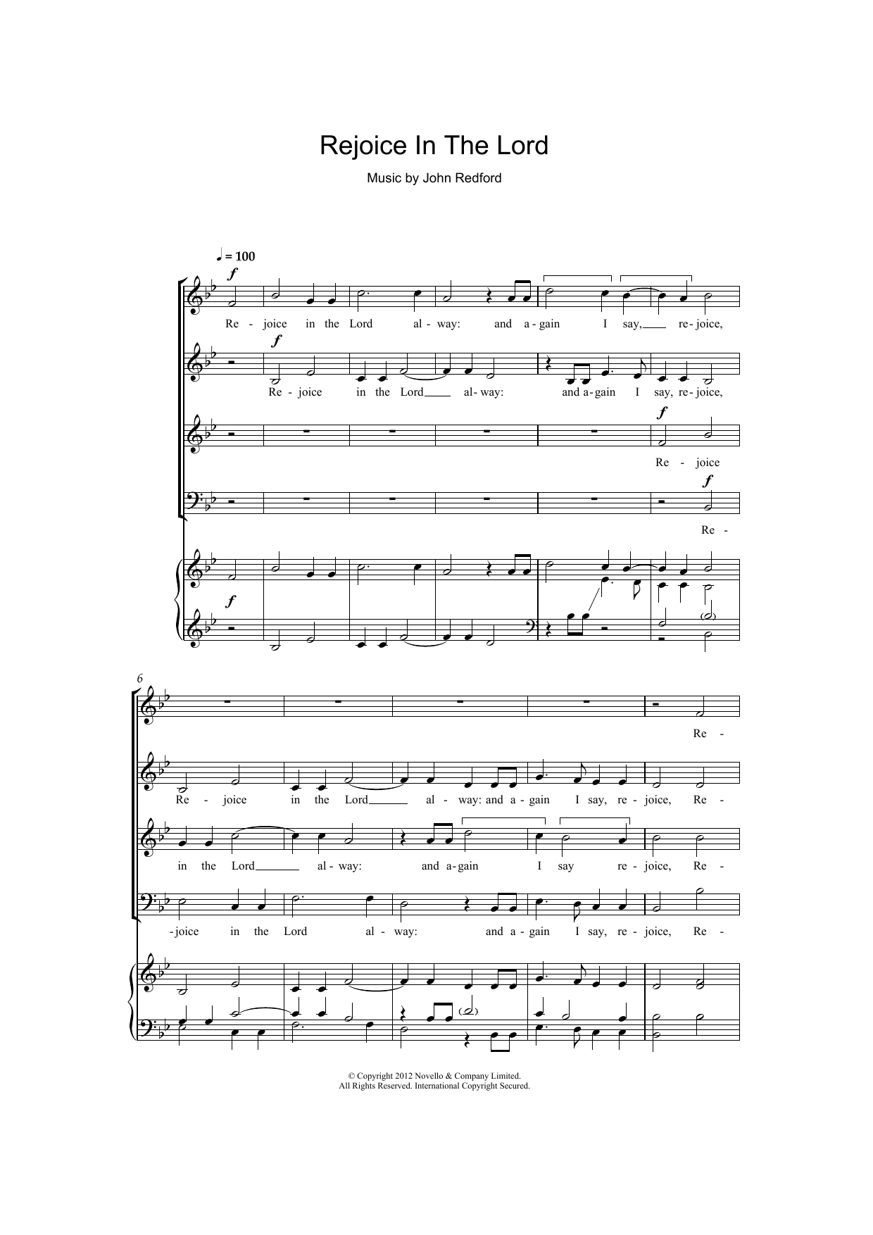 John Redford Rejoice In The Lord Sheet Music Notes & Chords for SATB Choir - Download or Print PDF