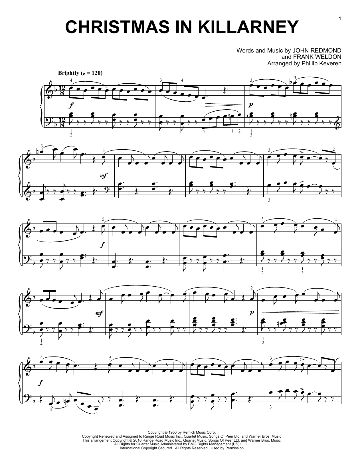 Phillip Keveren Christmas In Killarney Sheet Music Notes & Chords for Piano - Download or Print PDF