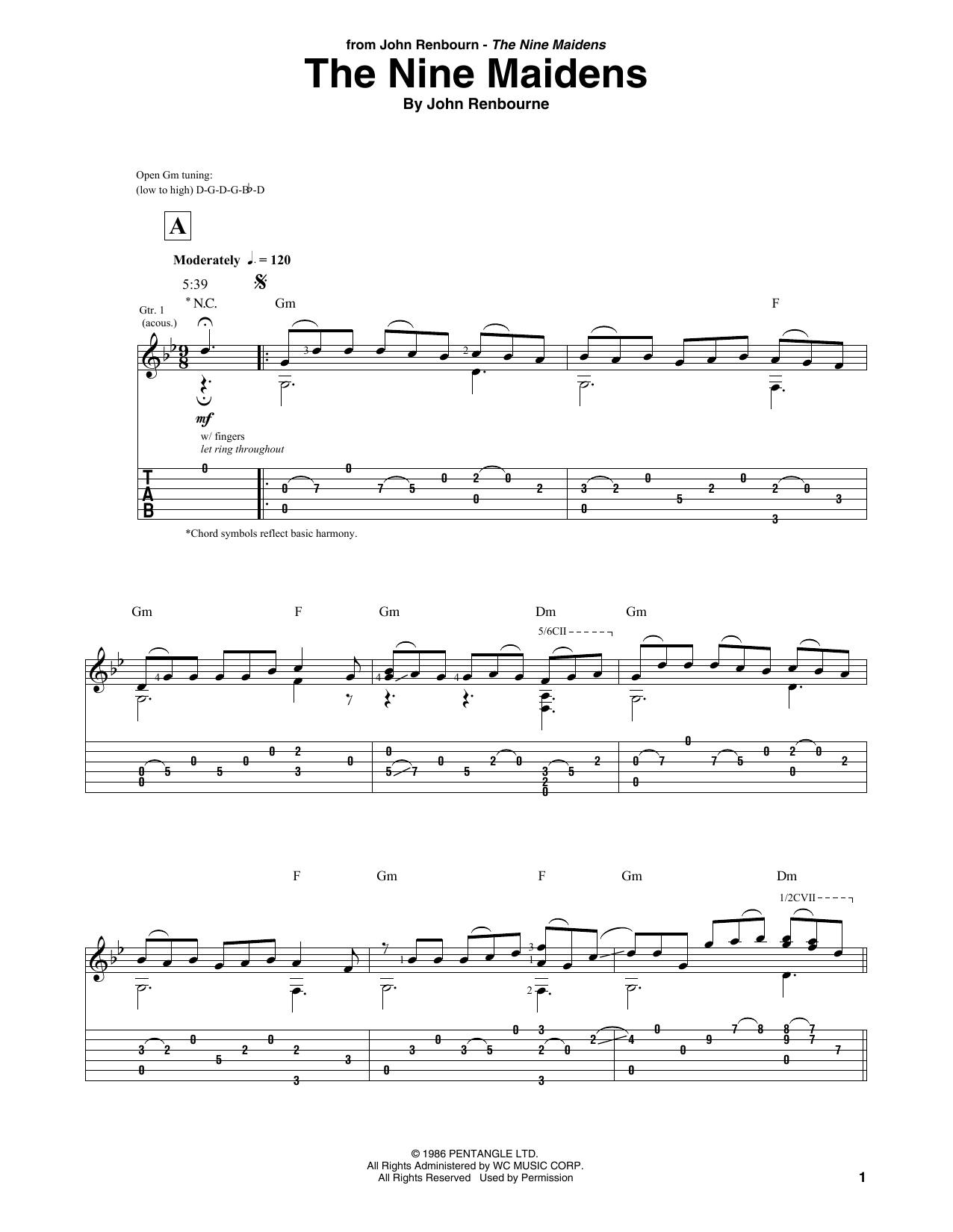 John Renbourne The Nine Maidens Sheet Music Notes & Chords for Solo Guitar Tab - Download or Print PDF
