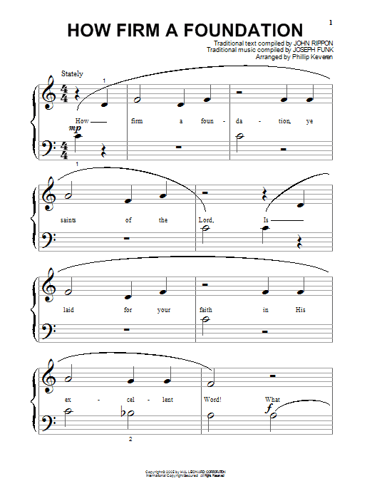 John Rippon How Firm A Foundation Sheet Music Notes & Chords for Piano (Big Notes) - Download or Print PDF