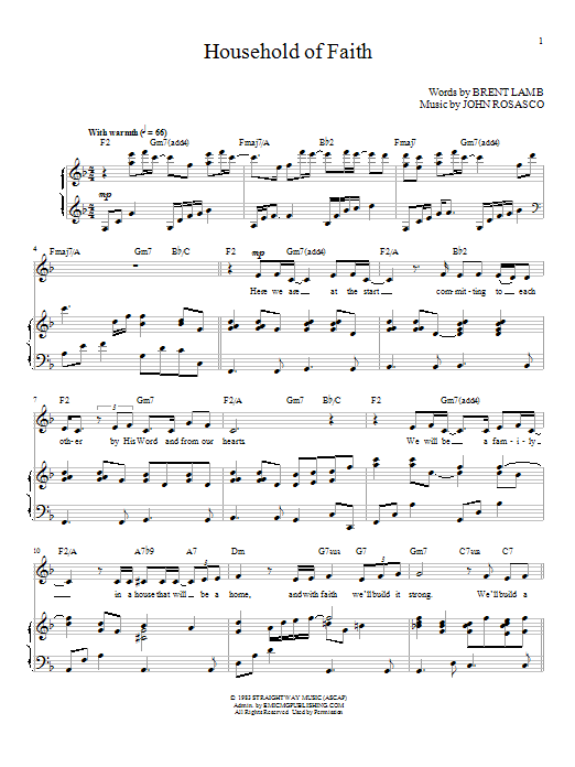 John Rosasco Household Of Faith Sheet Music Notes & Chords for Piano & Vocal - Download or Print PDF