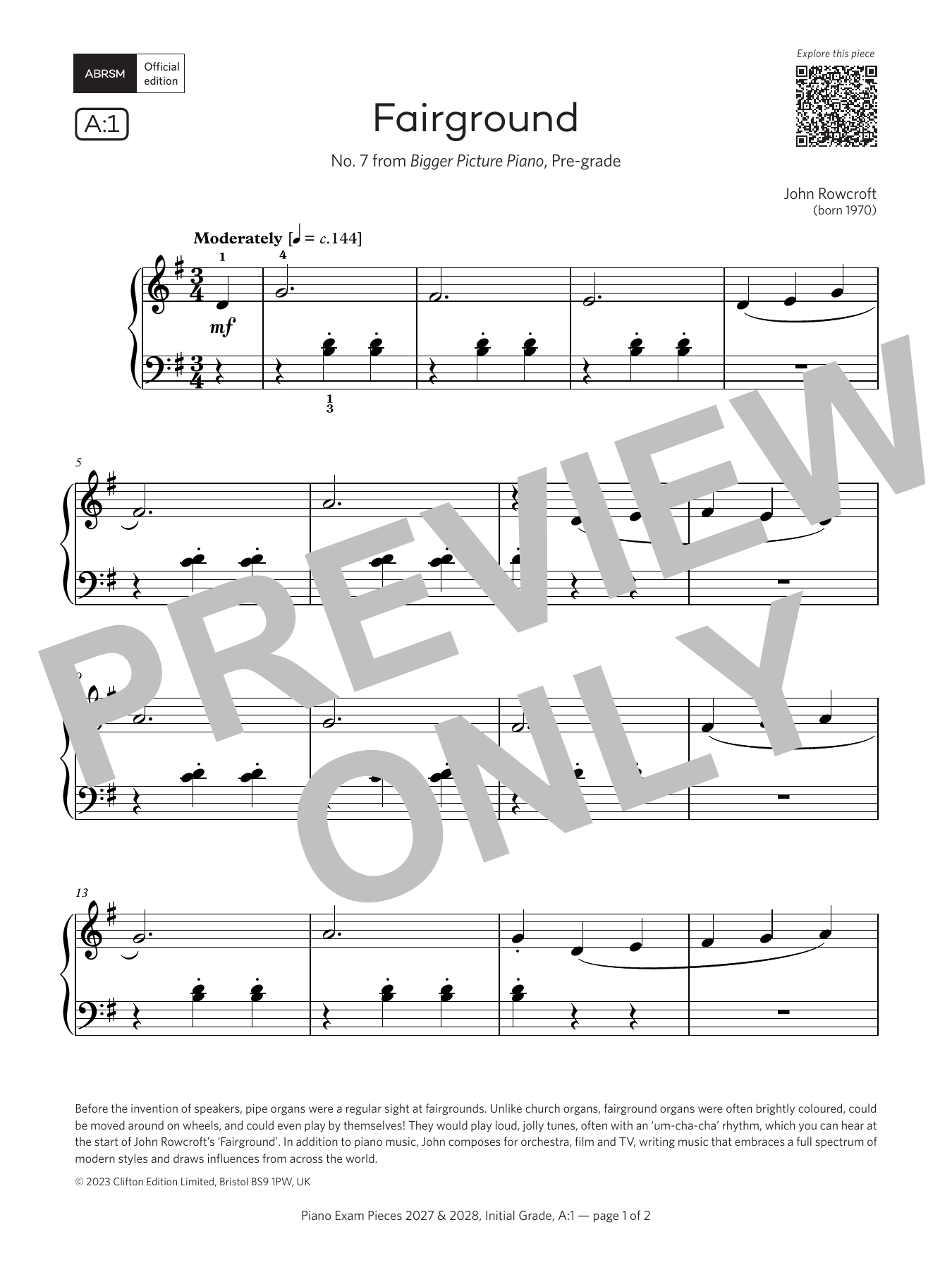 John Rowcroft Fairground (Grade Initial, list A1, from the ABRSM Piano Syllabus 2027 & 2028) Sheet Music Notes & Chords for Piano Solo - Download or Print PDF