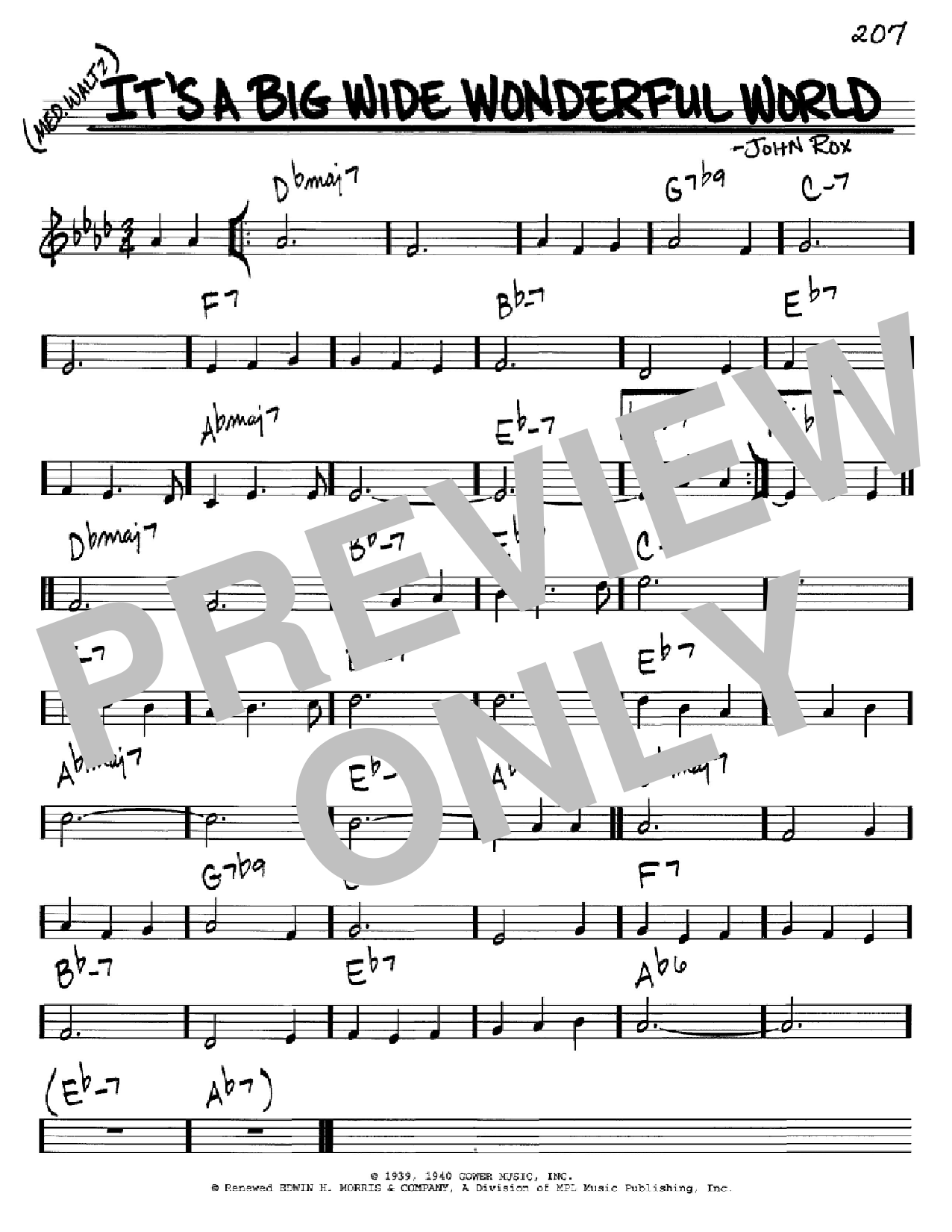 John Rox It's A Big Wide Wonderful World Sheet Music Notes & Chords for Real Book - Melody & Chords - C Instruments - Download or Print PDF