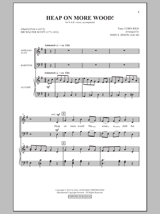 John S. Dixon Heap On More Wood Sheet Music Notes & Chords for SAB - Download or Print PDF